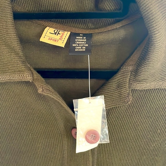 Rafaella Ribbed Button up Top Hunter green Size M - Picture 2 of 4